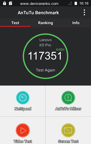 Antutu Lenovo K5 Pro Test Result