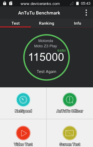 AnTuTu mobile phone Motorola Moto Z3 Play AnTuTu Motorola Moto Z3 Play
