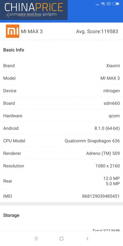 Buy Xiaomi Mi Max 3 Price Comparison Specs With Deviceranks Scores