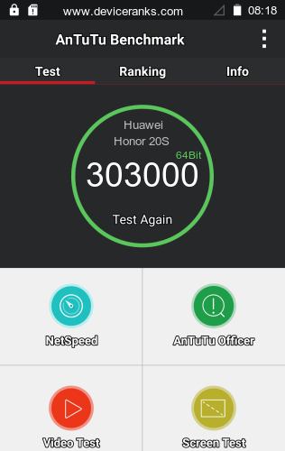 AnTuTu téléphone portable Huawei Honor 20S AnTuTu Huawei Honor 20S