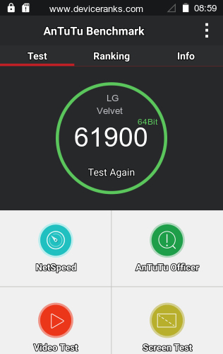 AnTuTu el teléfono móvil LG Velvet AnTuTu LG Velvet