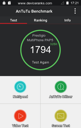 AnTuTu el teléfono móvil Prestigio MultiPhone PAP5430 AnTuTu Prestigio MultiPhone PAP5430