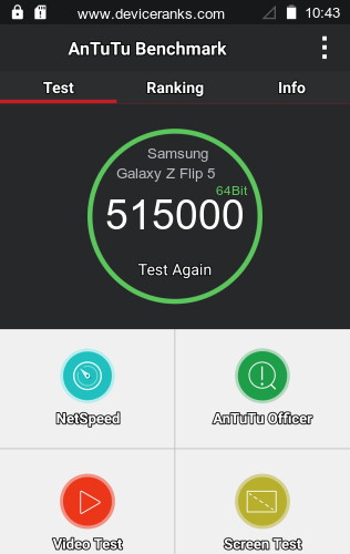AnTuTu telefon Samsung Galaxy Z Flip 5G AnTuTu Samsung Galaxy Z Flip 5G