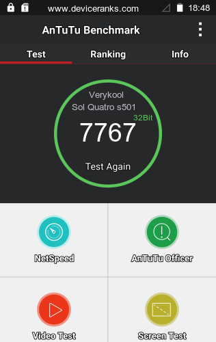 AnTuTu el teléfono móvil Verykool Sol Quatro s5016 AnTuTu Verykool Sol Quatro s5016