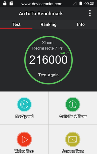 AnTuTu el teléfono móvil Xiaomi Redmi Note 7 Pro AnTuTu Xiaomi Redmi Note 7 Pro